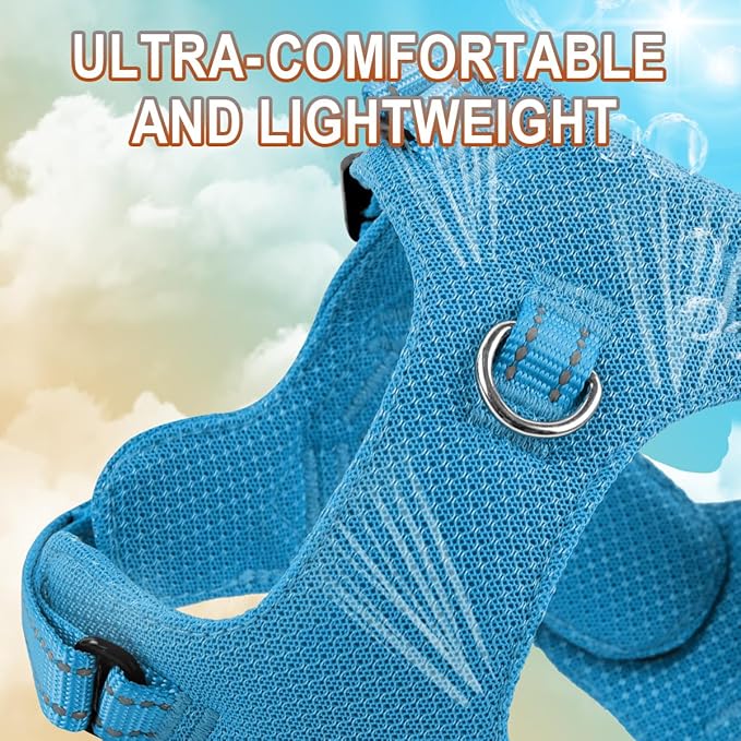 Dog Harness Step in Dog Vest Harness, Reflective Adjustable Puppy No Pull Harness Breathable Soft for Small and Medium Dogs Cats, Blue, XS