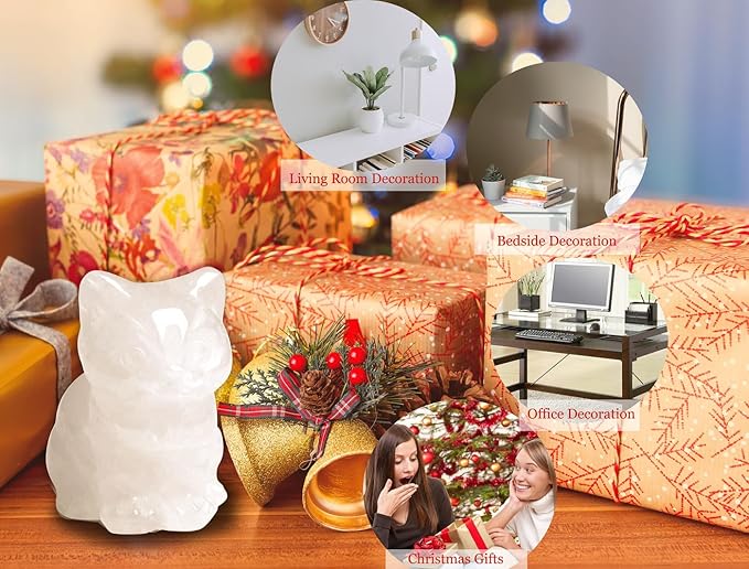 DUQGUHO Cat Decor Clear Quartz Cat Crystal Figurines Crystals Gifts for Cat Lovers Men Women Lucky Cute Cat Statue for Room Desk Decor 1PC