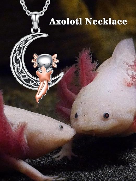 Fox/Cat/Axolotl/Sloth/Panda Necklace Crescent Moon Necklace 925 Sterling Silver Cute Animal Jewelry as Birthday Mothers Day Gifts for Women