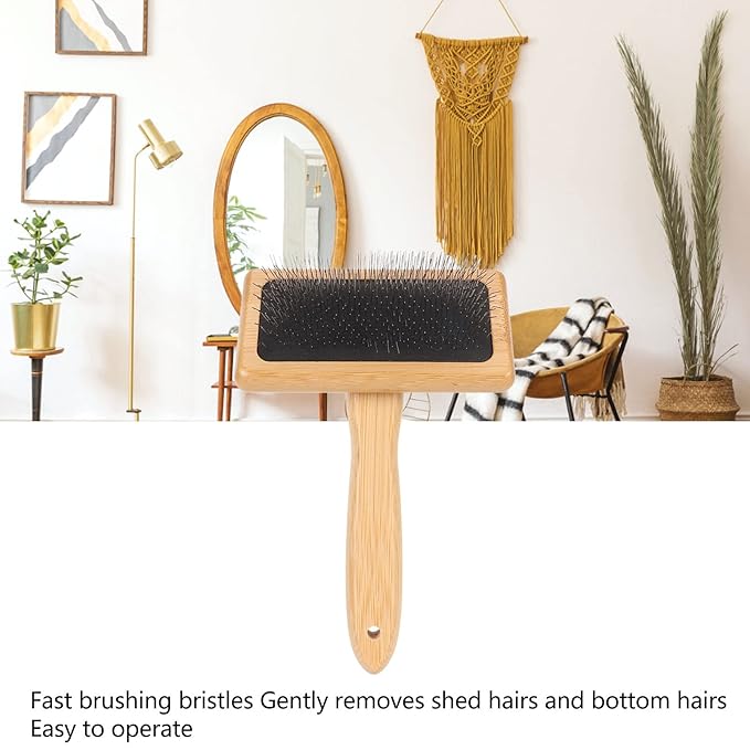 Slicker Brush,Skin Friendly Deshedding Grooming Tool Effectively Remove,Knots and Mats Self Cleaning Slicker Brush for Pet (Large)
