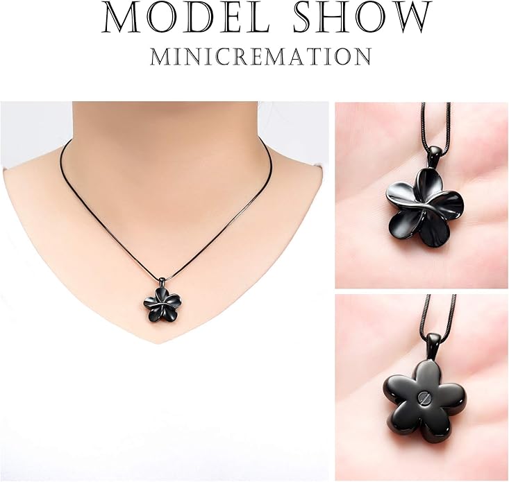 Flower Cremation Ashes Jewelry Cremation Necklace Memorial Locket for Ashes Keepsake Urn Pendants for Women/Men