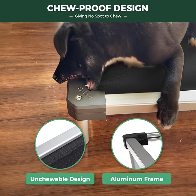 FXW TitanNest Chew-Proof Elevated Dog Bed, Raised Cot for Indoor/Outdoor/Camping Use, Durable & Washable Padded Pet Bed for Medium Dogs, 41.0" L x 27.0" W x 5.0" H, Black