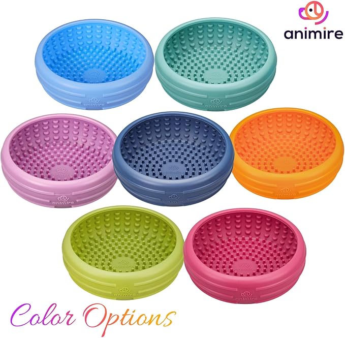 Dog Lick Bowl, Animire Freeze Lick Mat for Dogs, Non-Slip Slow Feeder Licking Bowl Enrichment Treat for Distraction Anxiety Relief, Food Grade Silicone, Dishwasher Safe(Orange,L)