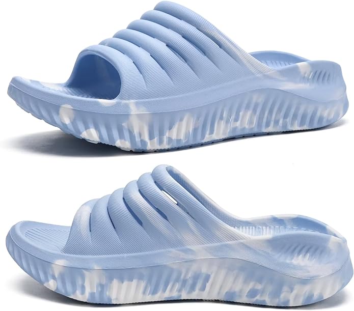 KuaiLu Womens Recovery Sandals With Comfortable Plantar Fasciitis Support,Ladies Orthotic Open Toe Sport Slides Thick Cushion Reduces Stress on Feet,Joints & Back Post-Exercise