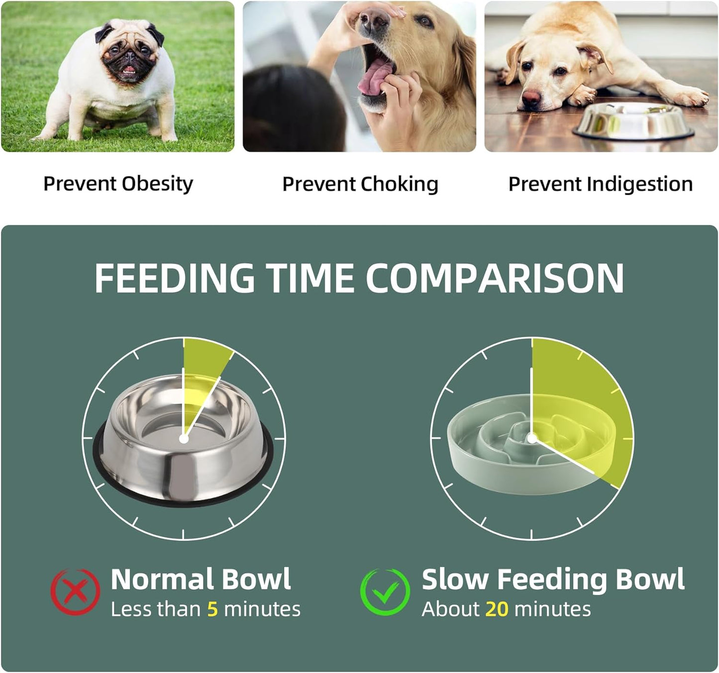 9.5inch Ceramic Slow Feeder Dog Bowl for Large Dog, Puzzle Food Dish, Anti-Gulping, Pet Slow Feeder, Stop Bloat, Preventing Choking (Single Bowl-Light Green)