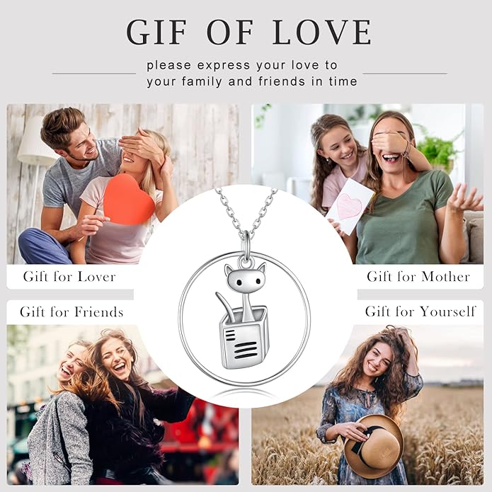 Highland Cow/Unicorn/Turtle/Moon Fairy/Axolotl/Owl/Mermaid/Cat/Cat and Girl/Frog/Wolf Necklace 925 Sterling Silver Animal Necklace Animal Jewelry Gifts for Women