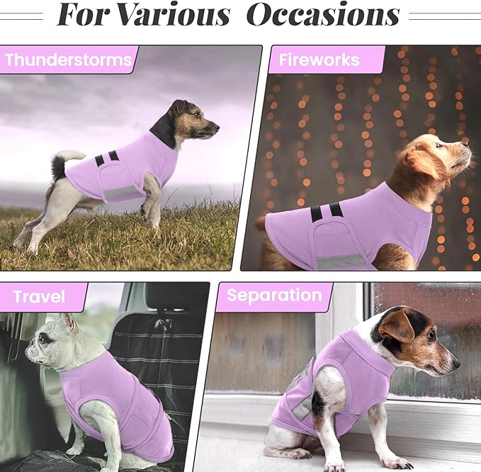 MIGOHI Breathable Dog Anxiety Calming Vest,Dog Firework Anxiety Relief Vest,Dogs Stress and Anxiety Relief Coat,Anxiety Vest for Large Dogs,XL,Lightpurple