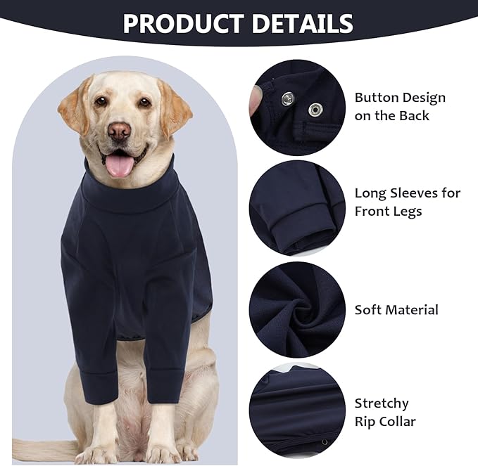 IDOMIK Dog Recovery Suit, Dog Surgery Recovery Suit Front Legs, Comfy Joint Leg Sleeves After Surgery, Elbow Braces Protector for Leg Injuries & Joint Pain, Cone Collar Alternatives,Navy,M