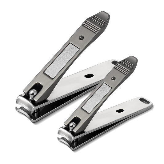 BEZOX Nails Clipper, Ergonomic Toenail and Fingernails Clipper with Non-slip Design, Professional Finger Nail Clippers for Adults, 2 Pcs Nail Trimmers for Men and Women - Dark