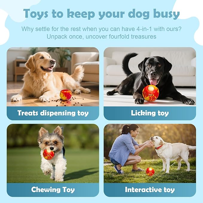 Dog Frozen Treat Toy, Slow Food Training to Relieve Boredom and Stimulating, Interactive Treat Dispensing Dog Toy, Interactive Chew Toys, Super Easy to Open Clean, for Small Dogs (red, Large)