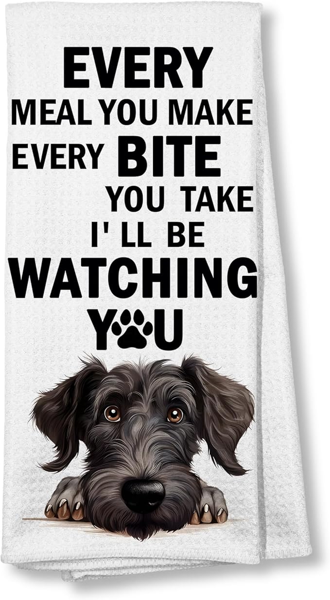 Funny Schnauzer Mastiff Dog Kitchen Towels Mom Gifts Decor Dish and Hand Towels for Kitchen Bathroom, Funny Every Meal You Make Dog Kitchen Decor, 16x24 Inches