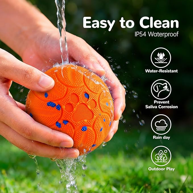 Smart Interactive Dog Toys - ETPU New Material Automatic Moving Dog Ball, Motion Activated Rolling & Rotating Bouncy Toy for Medium & Large Dogs’ Enrichment & Stimulation-Orange