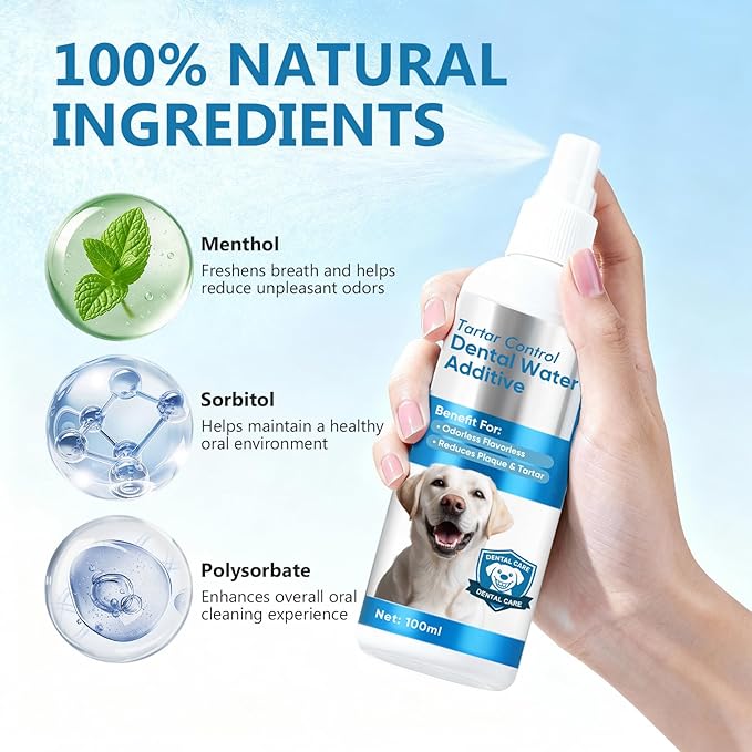 ITECFREELY Dental Plus, Advanced Dental Water Additive, Odorless & Flavorless Formula to Fight Tartar & Plaque, Promote Healthy Gums and Freshen Breath, Easy Daily Use for Dogs & Cats