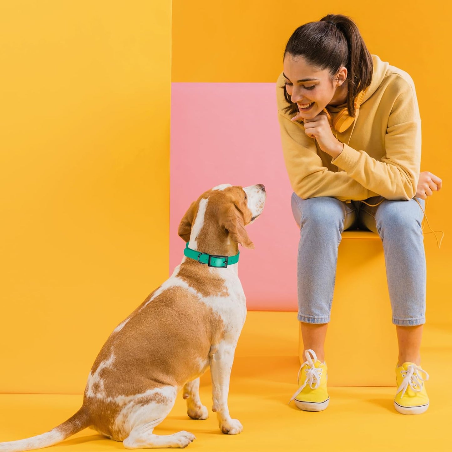 Dogline Biothane Waterproof Dog Collar Strong Coated Nylon Webbing with Black Hardware Odor- Proof for Easy Care Easy to Clean High Performance Fits Small Medium or Large Dogs, Teal