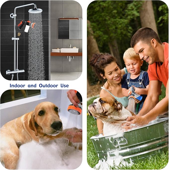 Pet Dog Wash Sprayer Shampoo & Soap Dispenser, Hose Nozzle for Indoor/Outdoor Use with 3/4' GHT Male x 1/2' NPT Male Connector, Dog Wash Hose Attachment for Pet Bathing, Watering, Car Washing