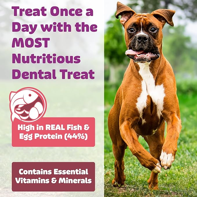 Yummy Combs Dog Dental Treats – Fish & Egg Protein – Vet VOHC Approved, Removes Tartar – A Daily Teeth Cleaning Treat for Medium Dogs (30 Count) (Pack of 2)