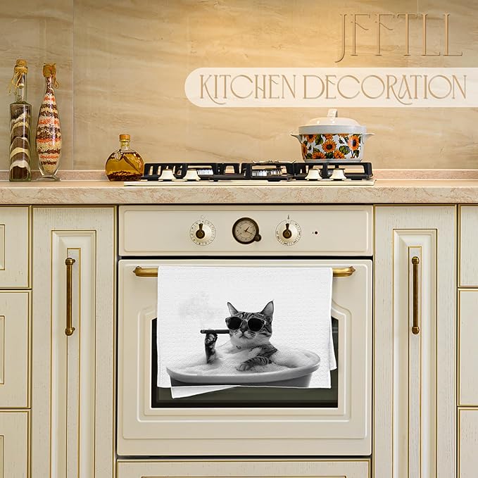 Funny Bath Cat Hand Towels for Bathroom Washroom Restroom Decor, Cat Mom Lady Lovers Gifts, Funny Bathroom Decor, 16x24 Inch