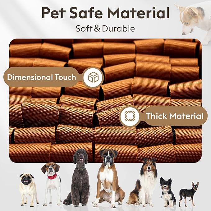 Snuffle Mat for Dogs, Dog Puzzle Mat, Interactive Dog Toys for Enrichment,Sniff Mats with Non-Slip Backing,Portable Design Easy to Store (Brown, 14" X 12"-Portable)