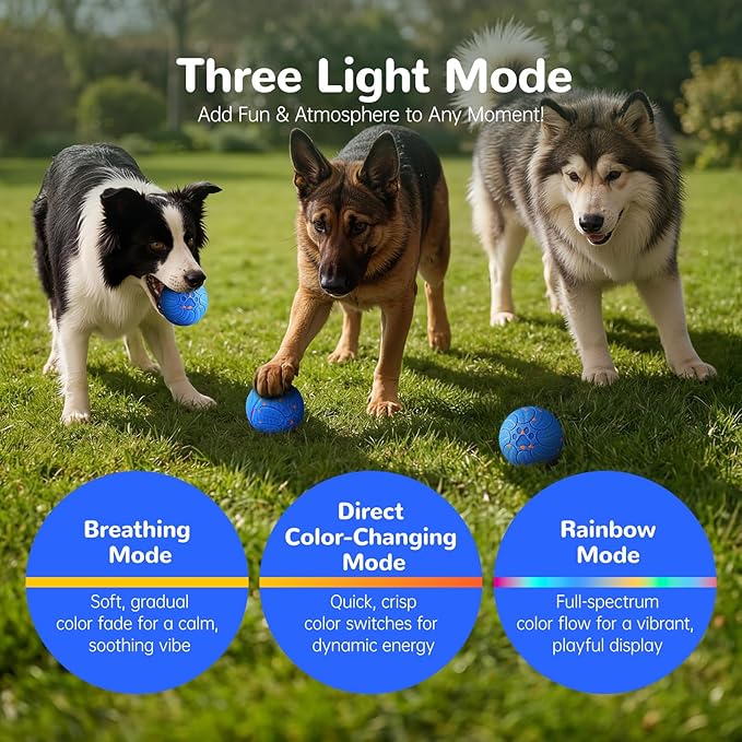 Smart Interactive Dog Toys - ETPU New Material Automatic Moving Dog Ball, Motion Activated Rolling & Rotating Bouncy Toy for Medium & Large Dogs’ Enrichment & Stimulation-Blue