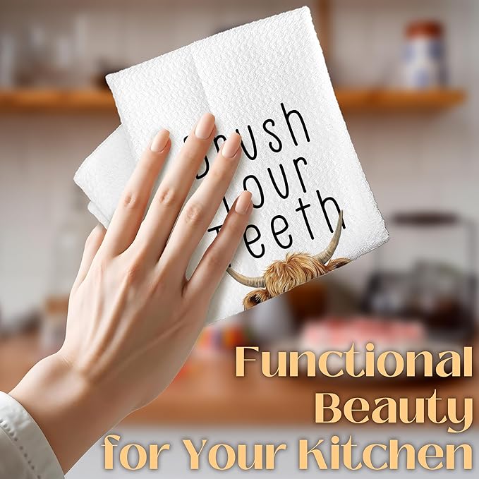 Funny Western Cow Bathroom Hand Towels Set of 4, Funny Western Cow Decorative Hand Towels for Bathroom Decor, 16x24 Inches