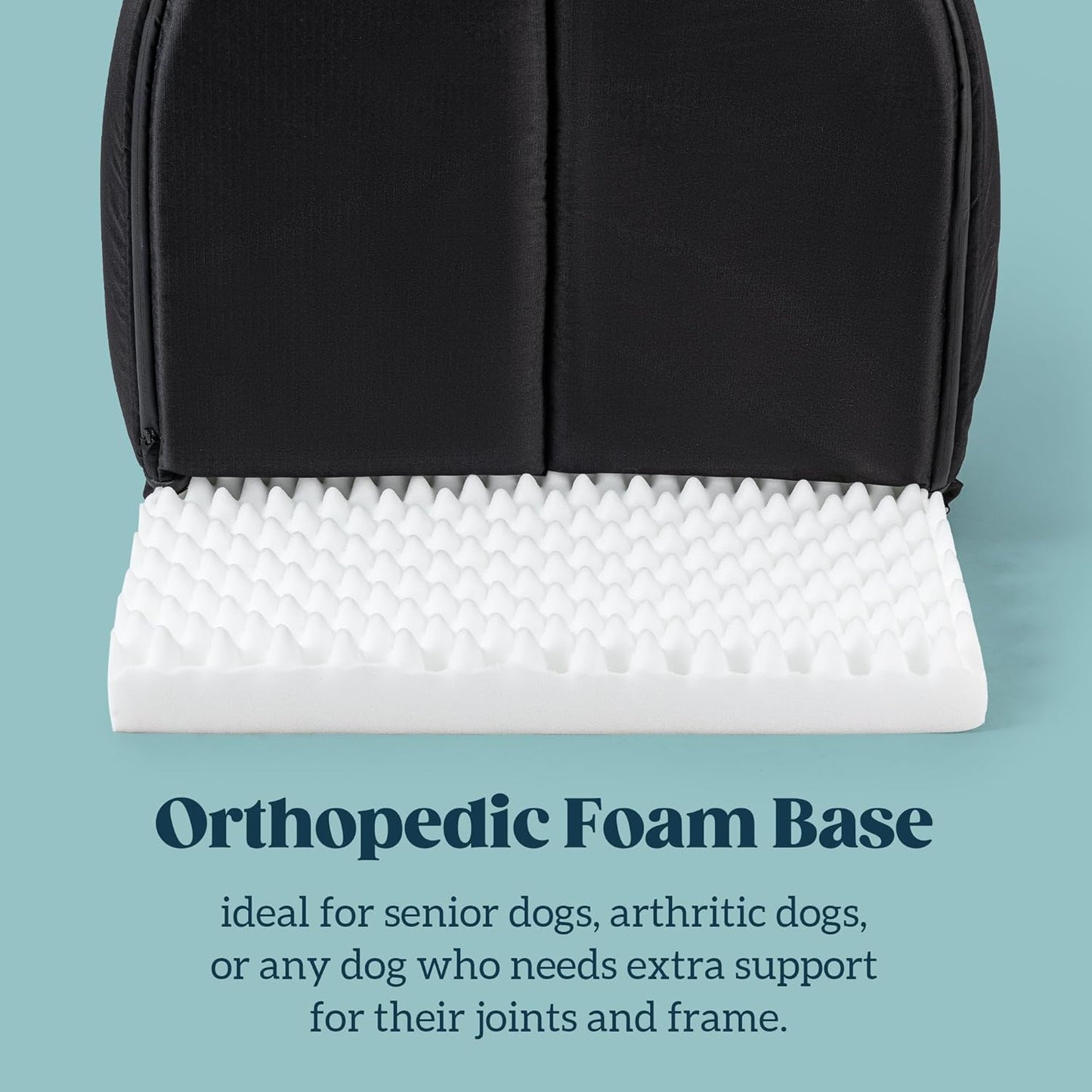 Orthopedic Dog House - Outdoor Waterproof Dog Shelter w/Porch - Indoor Pet House w/Egg-Crate Foam - Cooling - Machine Washable - Ideal for Large Breeds & Fits 36-Inch Crate - 35"x22"