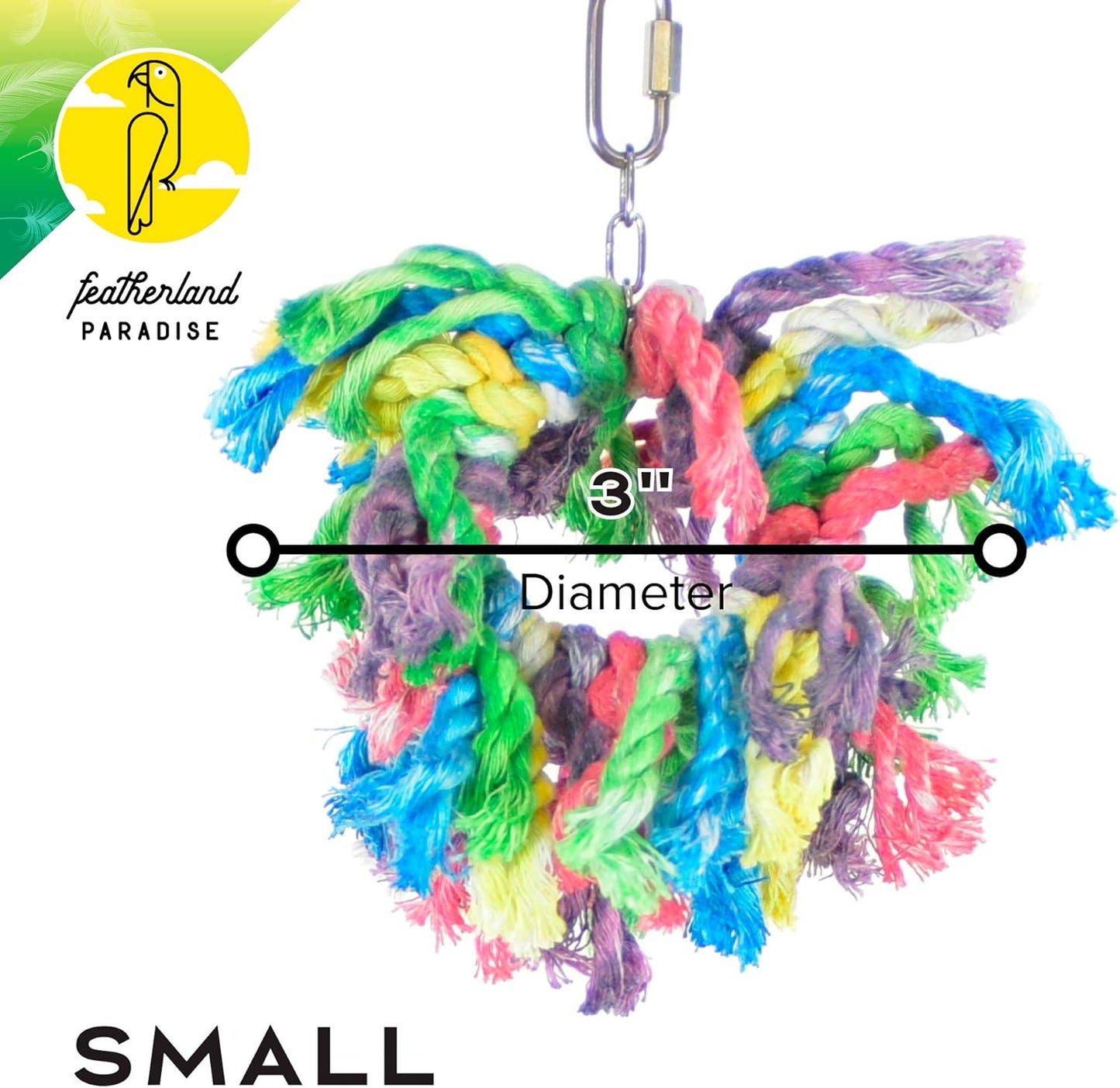 Featherland Paradise Cotton Snuggle Ring Bird Toy, Bird Perch, Large Bird Toys, for Parrots, Cockatoos, Macaws, Large Birds