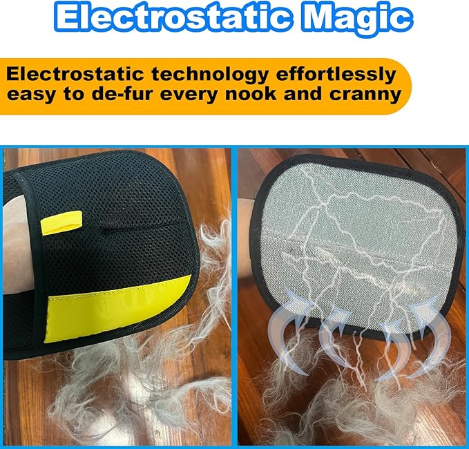Pet Hair Removal Gloves for Cats Dogs, 2026 Upgraded Electrostatic Reusable Magic Cat Dog Fur Brush, Effortless Pet Hair Remover Mitt Tool for Furniture, Carpet, Clothes, Couch (2pcs-Black)