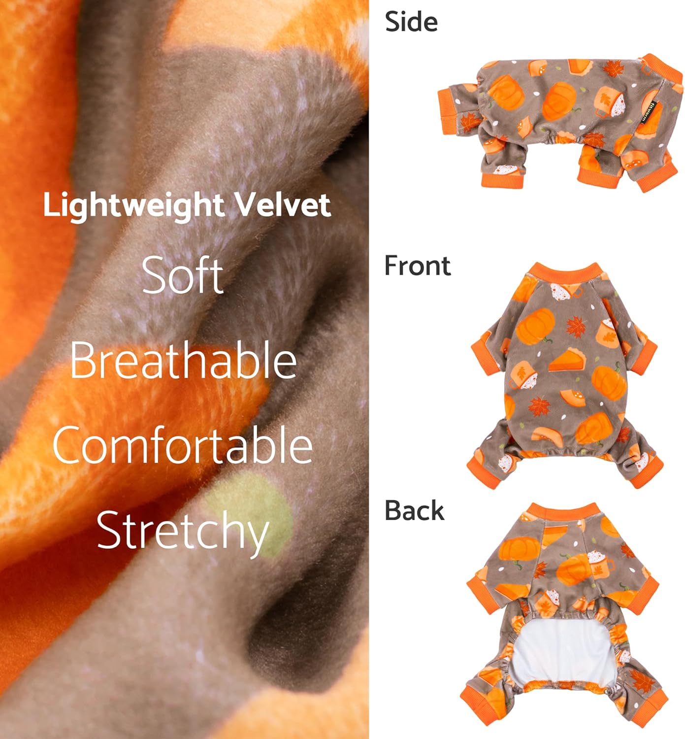 Fitwarm Pumpkin Dog Pajamas, Thanksgiving Outfit for Small Dogs Boy Girl, Pet Onesie, Brown, Orange, XL