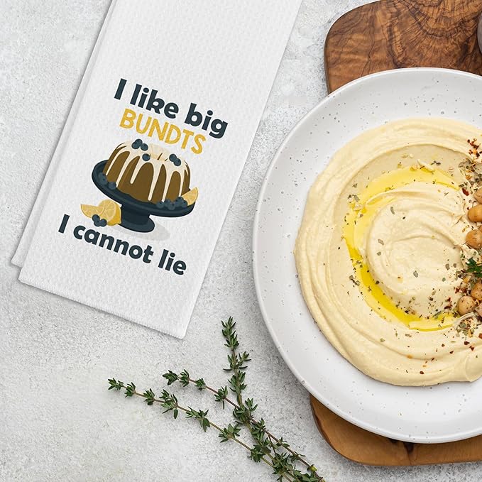 Funny Baking Kitchen Towels I Like Big Bundts I Cannot Lie Cleaning Cloth Funny Sayings Humorous Dish Towels Farmhouse Kitchen Decor Sweet Housewarming Gifts for Women Men Chef Bake Lover