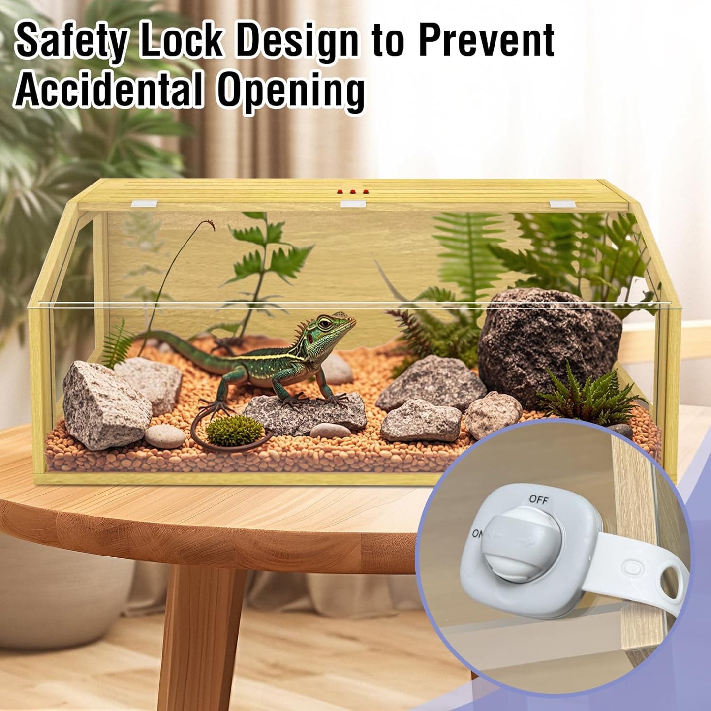 75 Gallon Large Lizard Tank, Reptile Terrarium, Lockable Clear Acrylic Roof, Bearded Dragon Tank with Feeding Tongs, Snake Enclosure, Reptile Cage for Leopard Gecko, Hamsters, 48" L x 20" W x 20" H