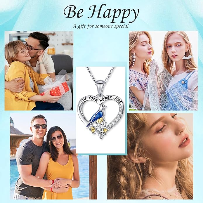 FLYOW Elephant Necklace Cat Necklace Bunny Neklace Horseshoe Necklace Blue Jay Necklace Sterling Silver Animal Necklaces for Women