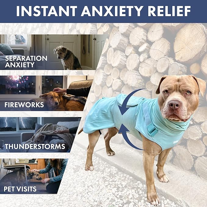 Spark Paws Anxiety Relief Vest for Dogs – Gentle Compression Dog Anxiety Suit, Calming Wrap for Separation Anxiety, Thunder, Fireworks, Suitable for Small Medium and Large Breeds - Teal - Size L