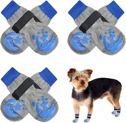 BEAUTYZOO Anti-Slip Dog Socks,Dog Shoes for Hot/Cold Pavement,Paw Protectors with Grips 3 Pairs for Puppy Small Medium Large Senior Old Dogs,Dog Socks to Prevent Licking and Hardwood Floor Protection