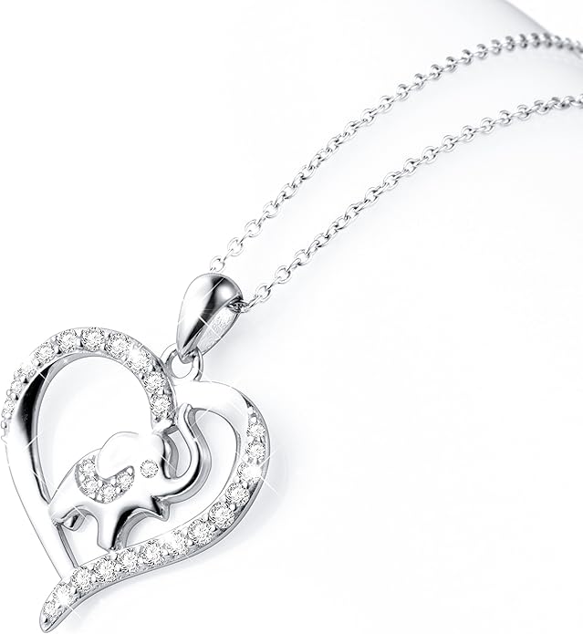 FLYOW Elephant Necklace Cat Necklace Bunny Neklace Horseshoe Necklace Blue Jay Necklace Sterling Silver Animal Necklaces for Women