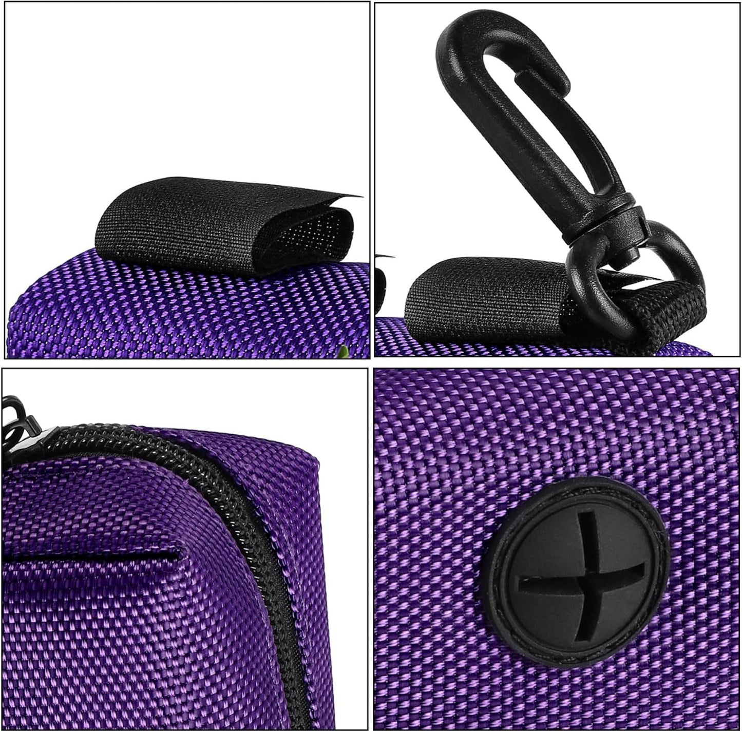 Dog Waste Bag Dispenser Pet Poop Bags Holder for Doggie Waste Bags Dispensers Soft Fabric Zipper Small Doggy Puppy Pouch for Leash Accessory Attachment with Carrier,Purple