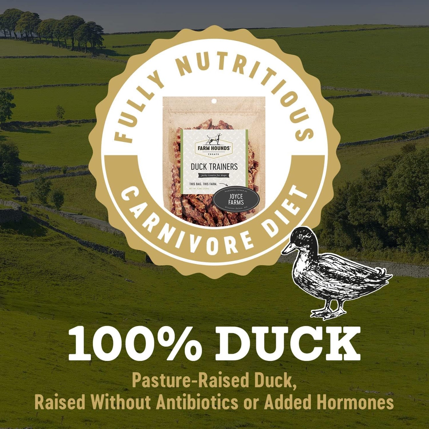 Farm Hounds - Duck Trainers - Premium Natural Jerky for Dogs - 100% Humanely Raised - Easy-Break - Great for Training & Treats - No Added Fillers - Made in USA - 4.5 oz - 1 Pack