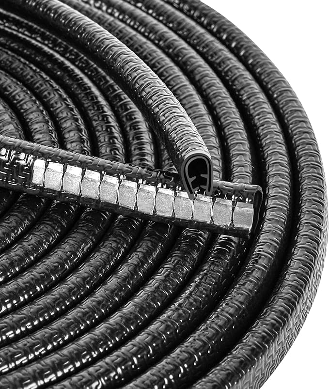 MYFAMIREA 49Ft(15M) Long Car Door Edge Guards, U Shape Edge Trim Rubber Seal Protector Car Door Protection Anti-Collision Rubber Clips Easy to Cut No Need Adhesive Fit for Most Vehicles| Black