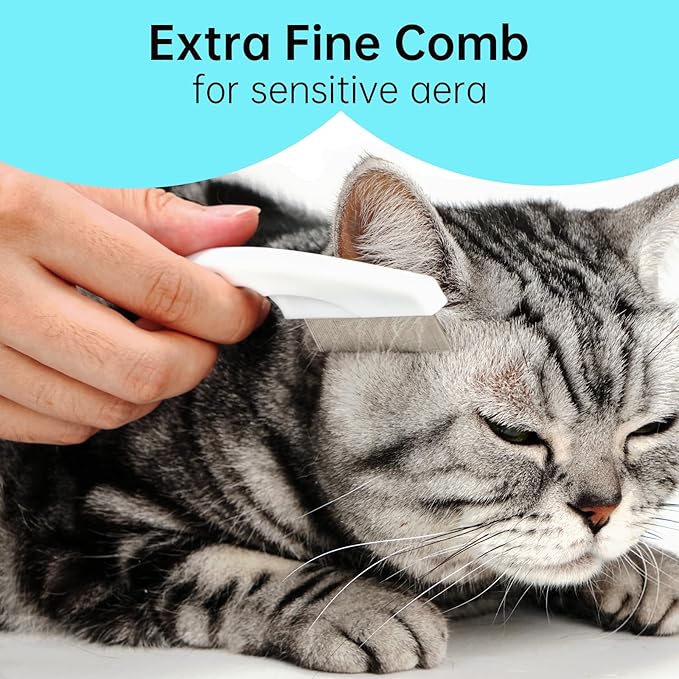Self-Cleaning Slicker Brush for Dogs & Cats, 3-in-1 Grooming Kit with Detangling Comb & Storage Box, Deshedding Tool for Long Short Hair Pets, Soft Cat Brush Prevents Matting & Tangles, White