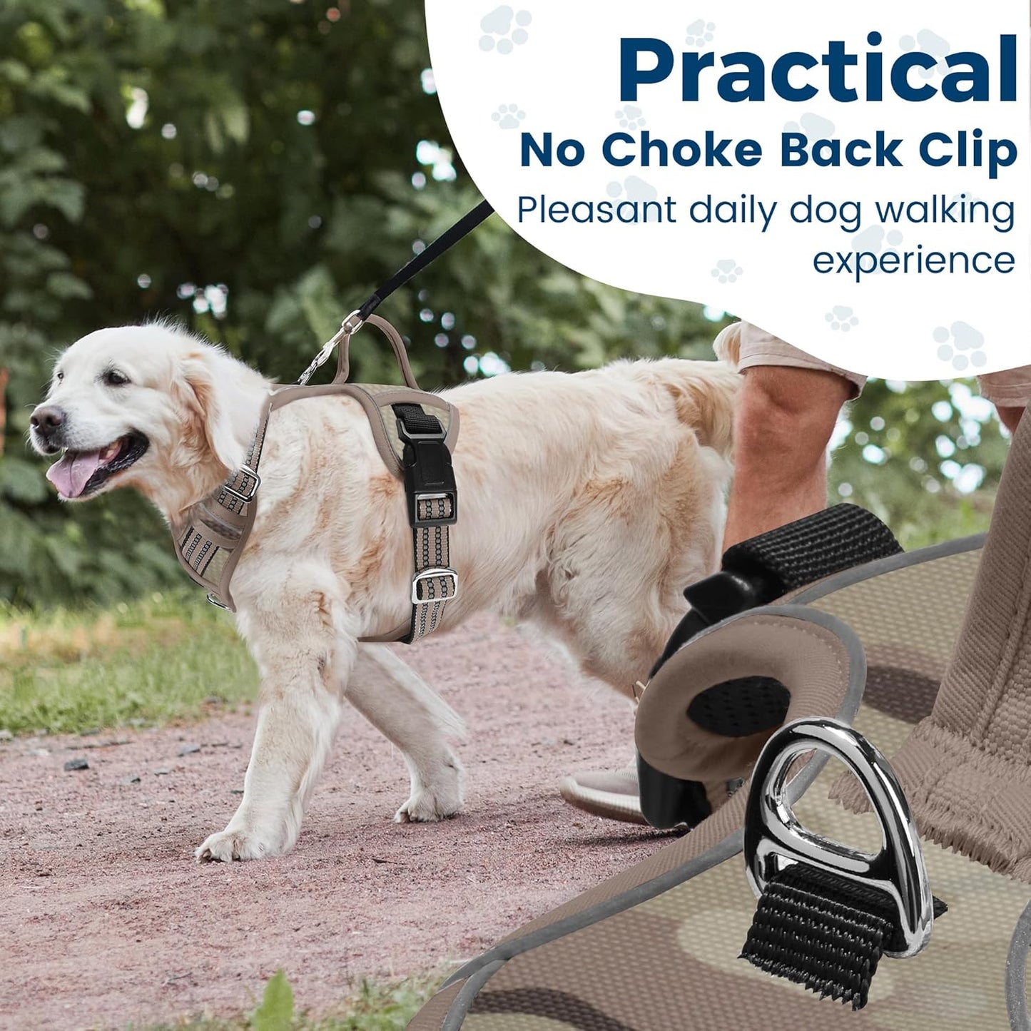 Funfox Dog Harness No Pull, Adjustable Pet Vest Harness, Super Soft Material with Vertical Handle Easy Control, Reflective Night Walking, 2 Leash Clips for Medium Sized Dogs, Camo Brown, M