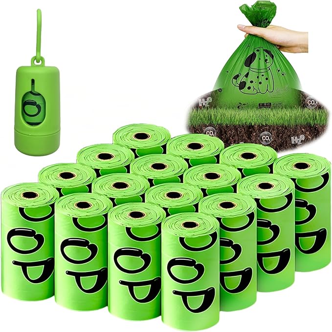 240 Count Lavender Scented Compostable Dog Poop Bags with Dispenser, Extra Thick Heavy Duty Poop Bags, ASTM D6400 & EN 13432 Certified, Biodegradable Dog Waste Bags for Large Dogs & Cat Litter