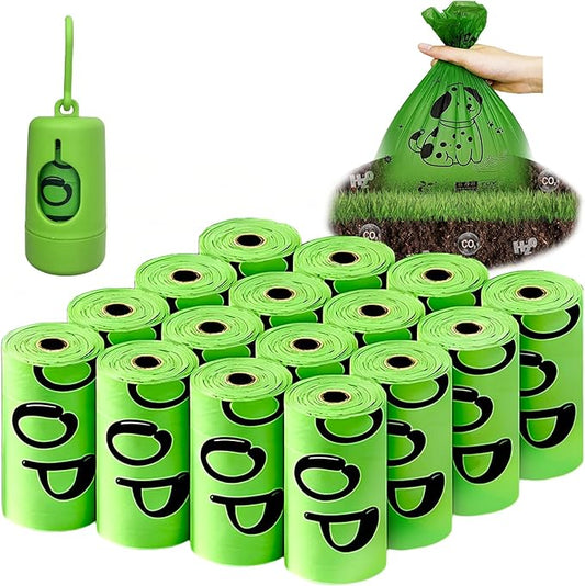 240 Count Lavender Scented Compostable Dog Poop Bags with Dispenser, Extra Thick Heavy Duty Poop Bags, ASTM D6400 & EN 13432 Certified, Biodegradable Dog Waste Bags for Large Dogs & Cat Litter