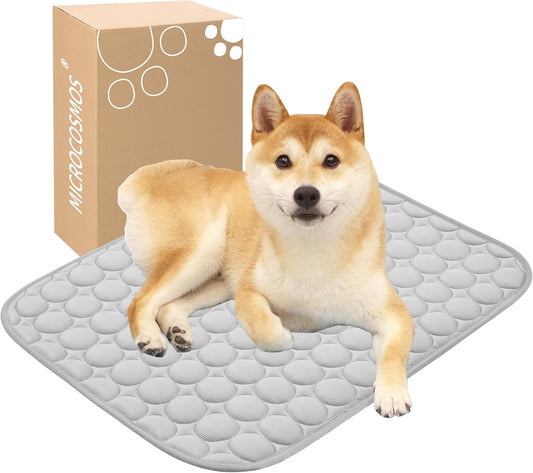 MICROCOSMOS Summer Cooling Mat & Sleeping Pad- Water Absorption Top, Materials Safe, Easy Carry, EZ Clean. Keep Cooling for Pets, Kids and Adults.(Grey, 24" x18")