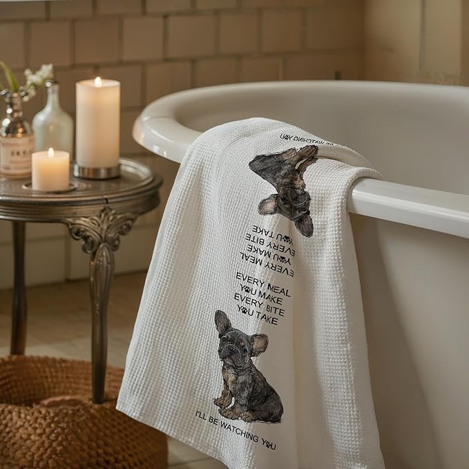 Funny French Bulldog Gifts Kitchen Dish Towels Gifts for Women,Hand Towels for Kitchen Bathroom,French Bulldog Home Decor,16x24 Inch