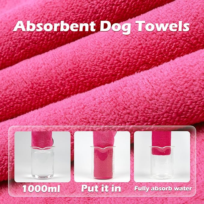MICOOYO Dog Towels for Drying Dogs 3 Pack, Ultra Absorbent Microfiber Pet Bath Blanket | Quick Dry Towel for Dogs and Cats, 11.8"x11.8", XS