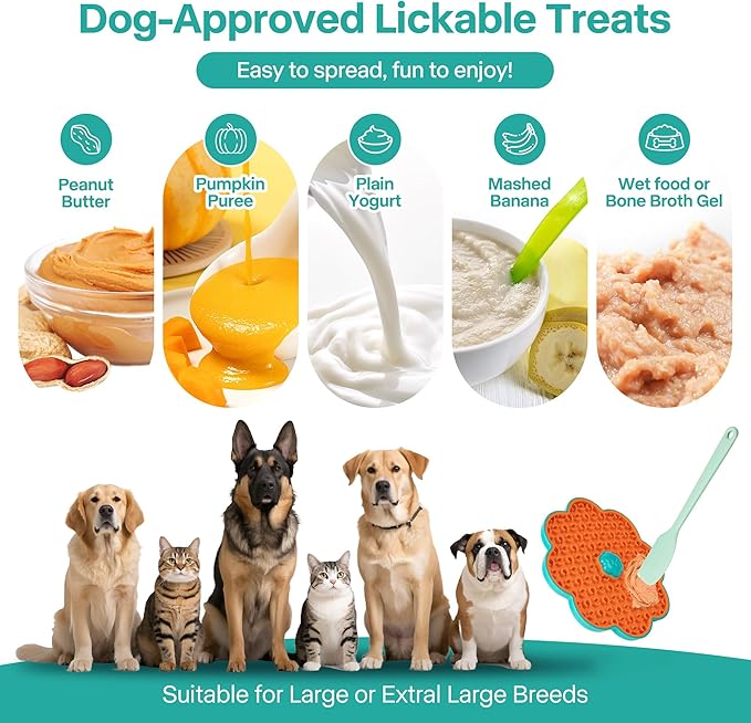 2 in 1 Lick Mat for Crate Training, Dog Slow Feeder Anxiety Relief Pad with Suction Cups, Dishwasher Safe, BPA-Free Silicone for Small & Medium Dogs, 2 Pack