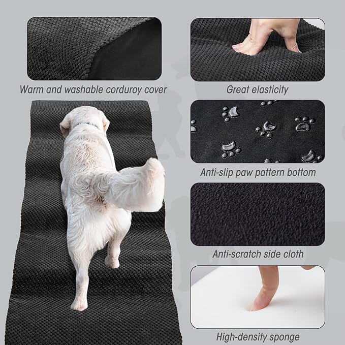Dog Steps&Stairs for High Beds 24.4 inches High Up to 24-28 inches Bed, Tall Extra Wide Pet Stairs/Steps for High Bedsides,Non-Slip Dog Ramps for Small Older Dogs/Cats(Black)
