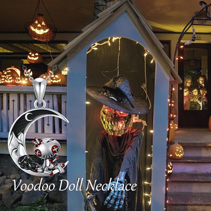 Gothic Jewelry Bat/Cat/Wolf/Dragon/Owl/Fox/Spider/Sun Pendant Sterling Silver Crescent Moon Necklace for Women Girls Black Jewelry Gifts