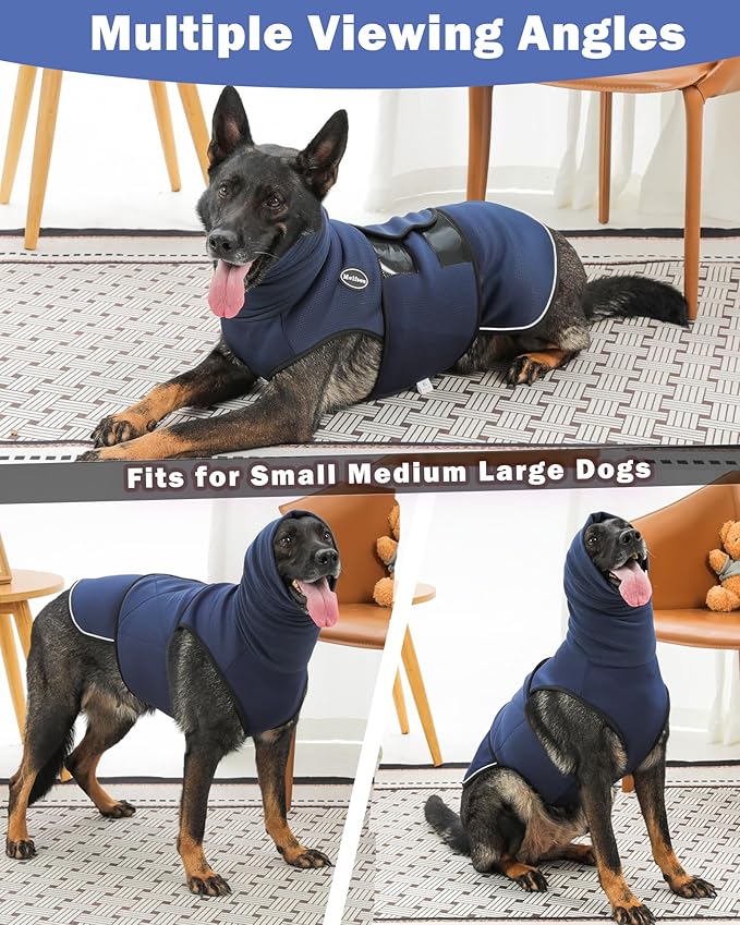 Dog Anxiety Vest with Hood, Skin-Friendly Thunder Jacket for Dogs, All-in-One Dog Calming Shirt with Hood for Thunder, Fireworks, Separation - Keep Pet Calm Without Medicine, Army Green, XS
