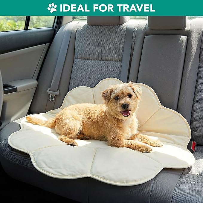 PetAmi Dog Cooling Mat, Flower Shape, Reversible Cooling Nylon Blanket Soft Fleece Pet Pad for Dogs Cats, Summer All Season Use Q-Max>0.3, Large 54x54 in, Beige