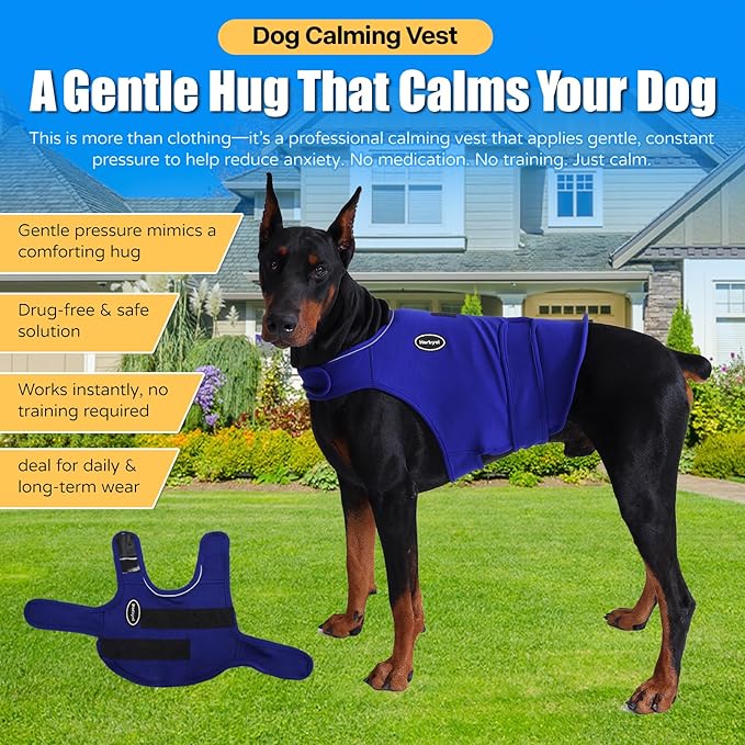 Dog Anxiety Vest - Skin-Friendly Calming Shirt for Thunder, Fireworks, Vet Visits & Separation Anxiety – No Medicine or Training Needed – Suitable for Small, Medium, and Large Dogs